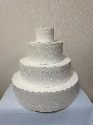 웨딩 케이크 레이스 포함 4단 스티로폼 원형