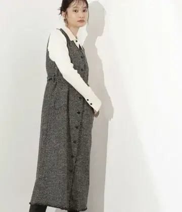 N.NATURAL BEAUTY BASIC 트위드 프린지 점프 스커트