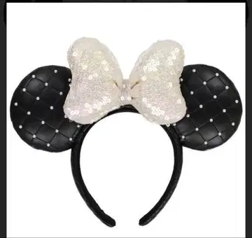 미키마우스풍 머리띠 블랙과 화이트 스팽글