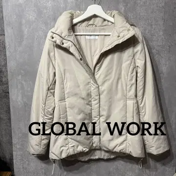 GLOBAL WORK 후드 부착 다운 자켓 L 아이보리