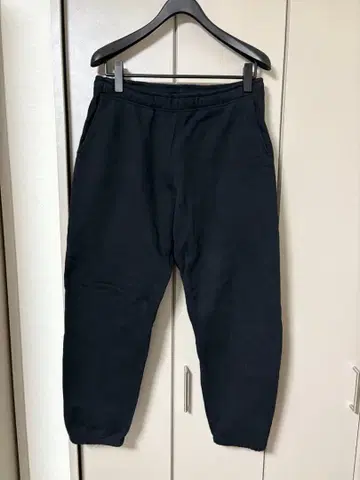 beams 와이드 맨투맨 팬츠 블랙 조거 팬츠 허리밴딩 M