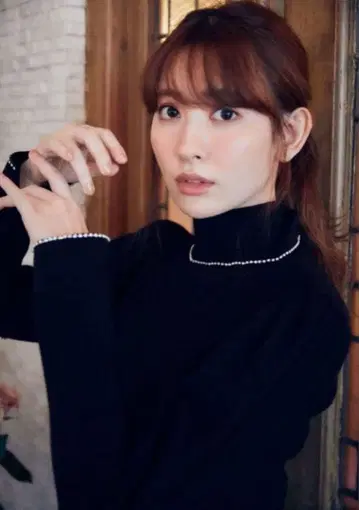 Crystal Embellished Turtleneck Knit Top