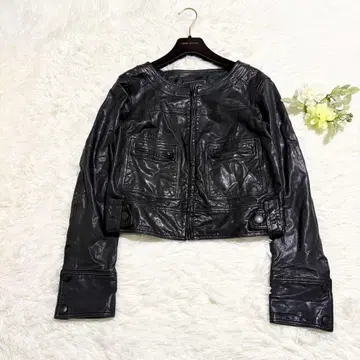 GRACE CONTINENTAL 블랙 가죽 자켓 양가죽 램 가죽