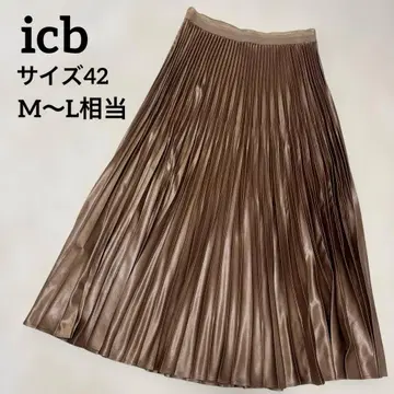 [ 새상품급 ] iCB 새틴 플리츠 롱 스커트 브라운 M 온워드