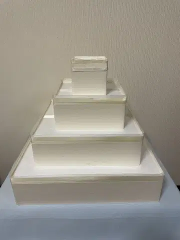 웨딩 케이크 리본 포함 4단 스티로폼 사각