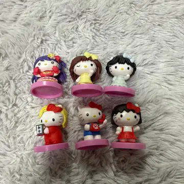헬로키티 리본 포함 피규어 6개 세트