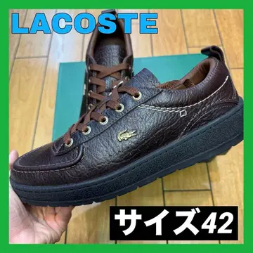 새상품 천연 가죽 라코스테 엠파이어 다크 브라운 레더 스니커즈 남성용
