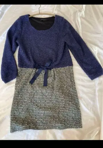 네이비 긴팔 미니 원피스