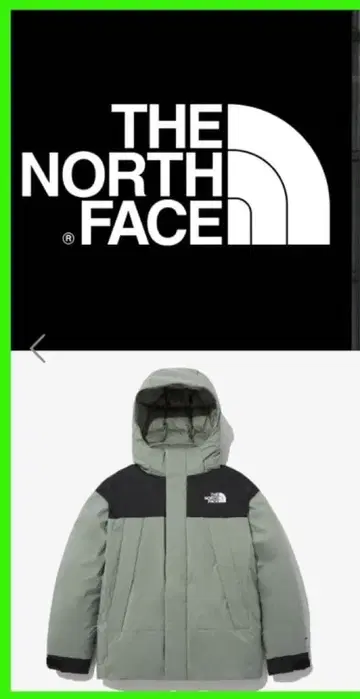 THE NORTH FACE 후드 부착 다운 자켓 그린