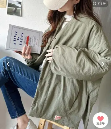 JaVa 콜라보/바스락 소재 사이드 지퍼 노카라 블루종