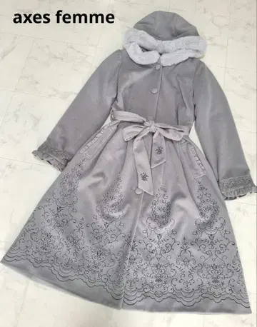axes femme 패널 자수 A라인 코트 M 그레이