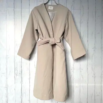 MURUA 루아 벨트 포함 노카라 롱 코트 베이지 S