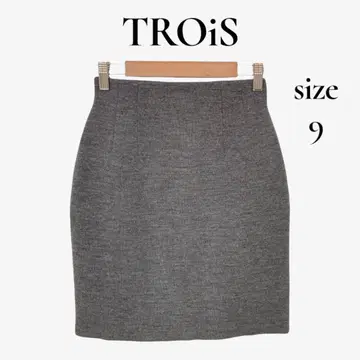 [일본제] 트로와 울 100% 미니 스커트 그레이 여성용 9호 깔끔한