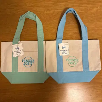 택 포함 새상품 트레이더 조스 파스텔 미니 토트 그린 블루 2세트
