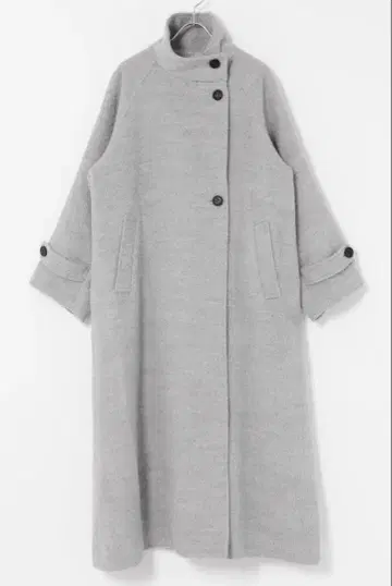 택 포함 미사용 새상품 알파카 혼방 샤기 스탠드 코트