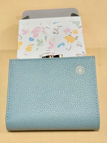 황궁 한정판 천연 가죽 지갑 (완판템) 라이트 블루 이단 접이식 가마구치