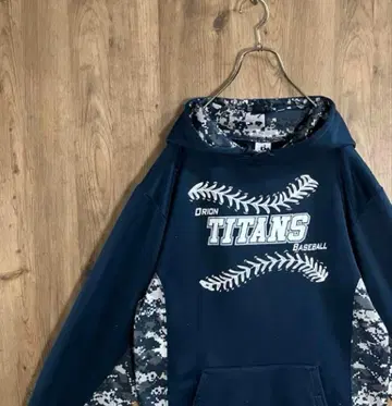 Badger 후드티 빅 프린트 팀 로고 모자이크 패턴 야구 네이비 I11