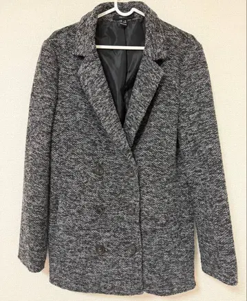 울 혼방 더블 브레스트 자켓 그레이 계열