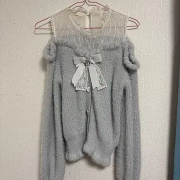 LIZLISA 레이어드 스타일 어깨 트임 니트 블루