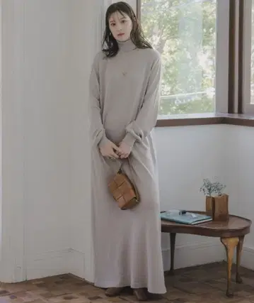 [ slattgir ] 큰 키 하이넥 니트 원피스 ( 톨 사이즈 ) TM