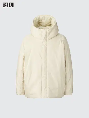 유니클로 U 퍼프 테크 볼륨 후드티 내추럴 S