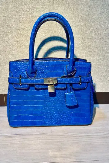 [ 새상품급 ] 크로커다일 패턴 2way 백 블루 핸드백