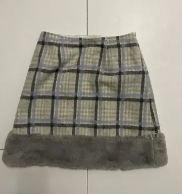 LODISPOTTO 체크 무늬 미니 스커트 (퍼 포함)