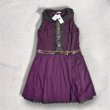 택 포함 새상품 엑시즈팜 레이스 튜닉 원피스 M 보르도 프릴