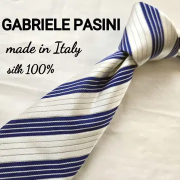 새상품급 GABRIELE PASINI 스트라이프 넥타이 화이트 블루