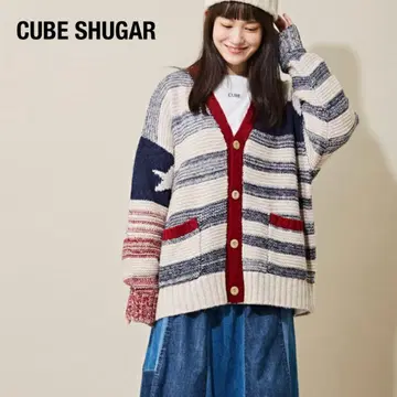 [ CUBE SHUGAR ] 큐브 슈가 앤티크 니트 성조기 M