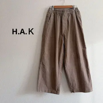 HAKKA 와이드 팬츠 코듀로이 원단 허리밴딩 하의 베이지