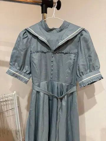 블루 반팔 롱 원피스 80