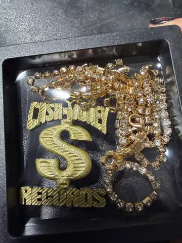 초레어 박스 포함 테니스 체인 cash maney 레코드 목걸이 76cm