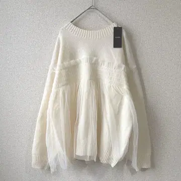 [택 포함 새상품] RUMOR 루모아 튤 도킹 니트 풀오버