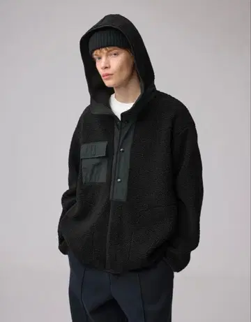 GU 콜라보 ENGINEERD GARMENTS 보아 플리스 스냅 후드티