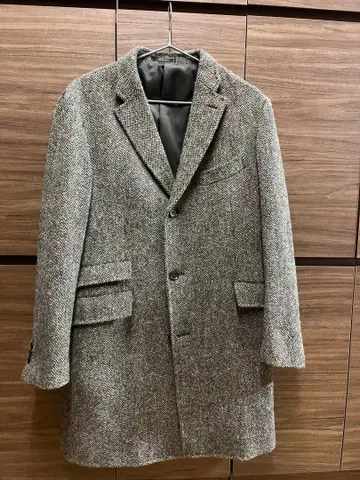 해리스 트위드 체스터 코트 브라운