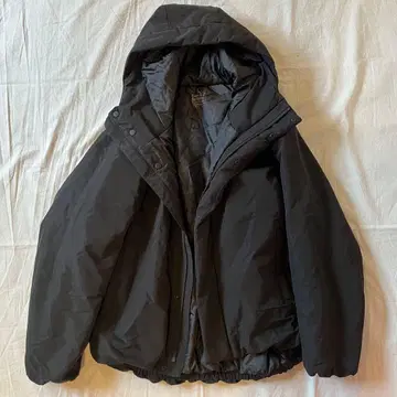 무인양품 워셔블 솜 후드 자켓 블랙 M 사이즈