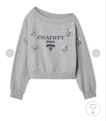 SNIDEL [ Chacott ] 자수 맨투맨 풀오버 그레이