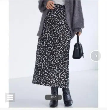 [택 포함 새상품] 레오파드 무늬 팽창 자카드 타이트 스커트 3L