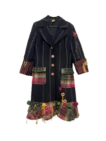 SAVE THE QUEEN 헤이세이 갸루 y2k 울 체크 무늬 롱 코트