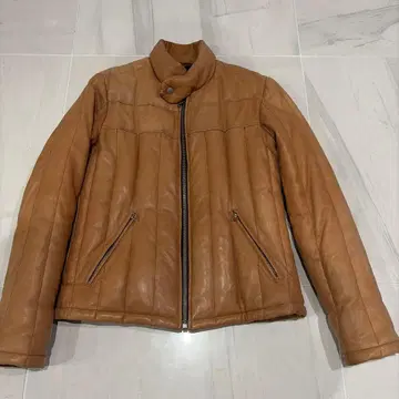 TMT. 카멜색 퀼팅 가죽 자켓
