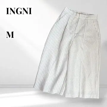 INGNI 스트라이프 턱 와이드 팬츠 백 밴딩 루즈핏