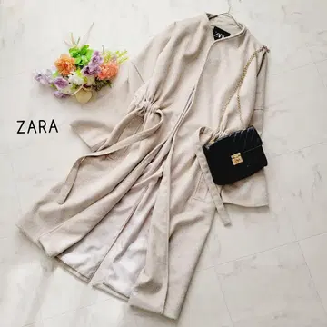 새상품급*ZARA 노카라 코트*롱 코트*라이트 베이지