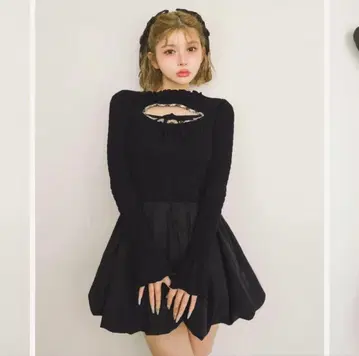 다리치 셔링 벌룬 미니 원피스