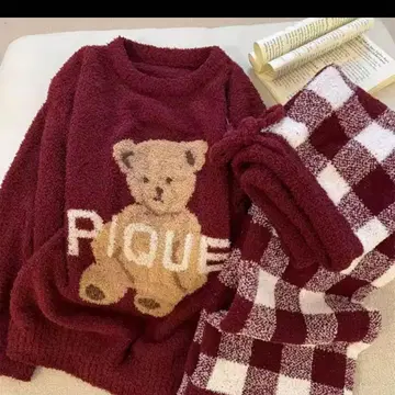 [ 인기 ] 젤라또피케 룸웨어 젤라피케 겨울 와인 레드 상하의 세트