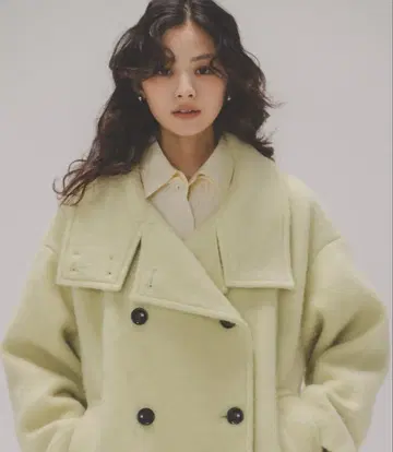 NATURAL BEAUTY BASIC 스탠드 넥 샤기 미디 코트