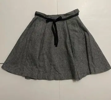 WILLSELECTION 그레이 플레어 스커트 리본 포켓 부착