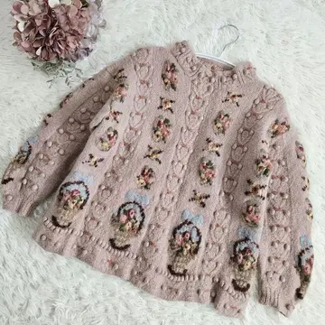 novara 나루미야 핸드 니트 울 스웨터 입체 3D 꽃