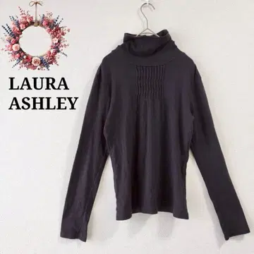 로라 애슐리 터틀넥 티셔츠 개더 롱T 면100% S