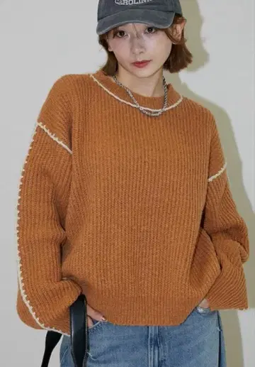 freak's store 로프 니트 오렌지